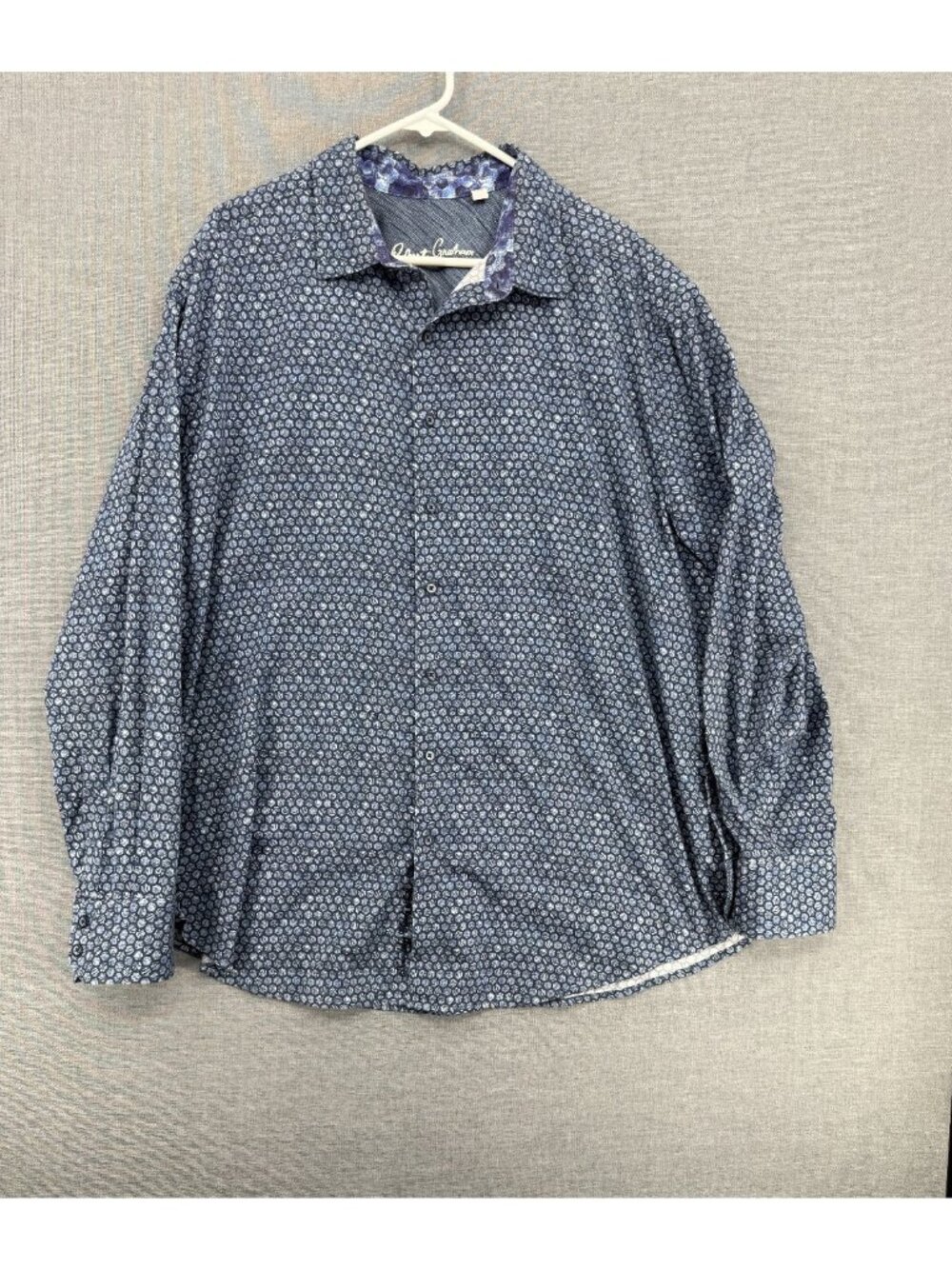Robert Graham Shirt Men 2Xl Classic Fit Geometric Flip Cuff Formal Preppy - Picture 2 of 6